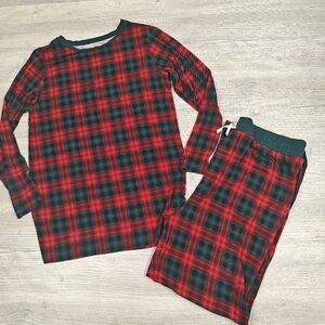 Little Sleepies Adult Tartan Pajamas Shirt Small Bottoms XL Plaid Red Green